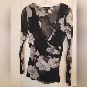 INC Petites black & white body hugging top size M